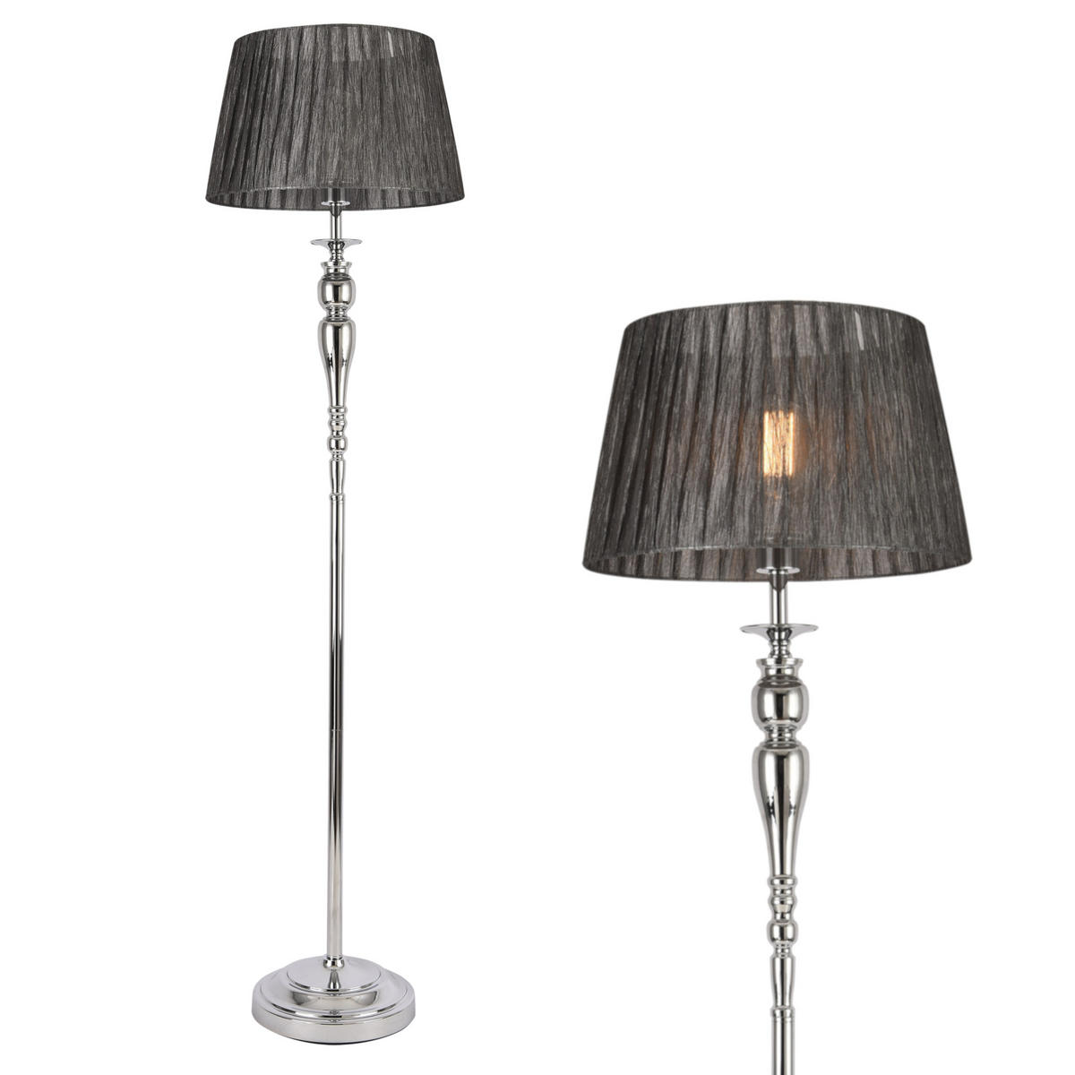 STEHLEUCHTE Lingen - Grau, Metall (40/40/151cm) - lux.pro