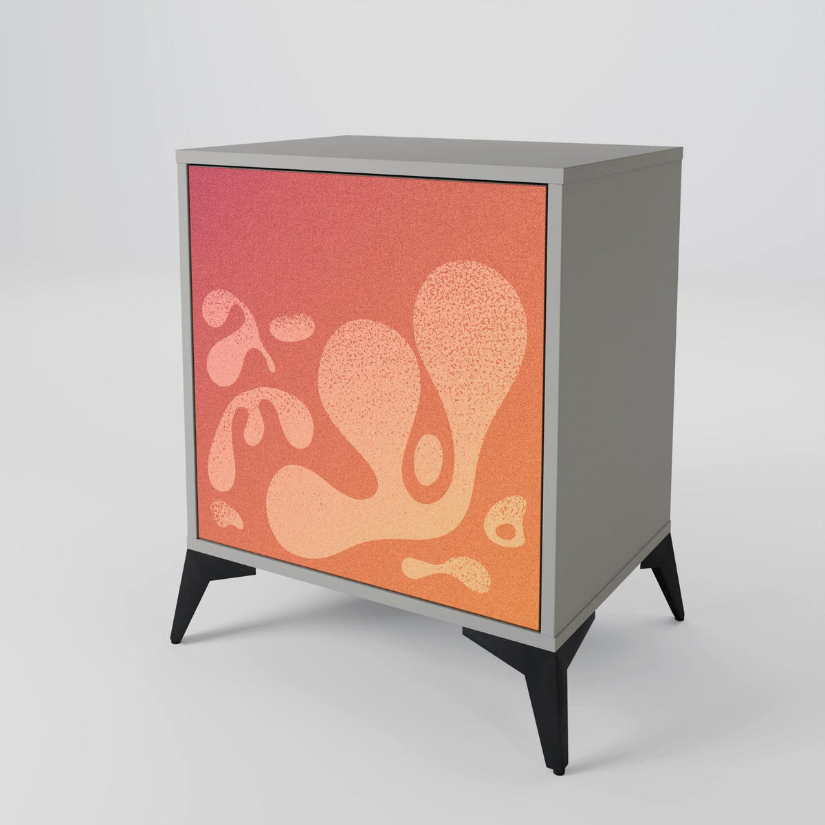 SIDEBOARD IRREGULAR PINK, Grau, 57,5x42x67,5 cm, Schwarze Metall-Rahmenfüße - Multicolor/Schwarz, Holzwerkstoff/Metall (57.5/67.5/42cm) - SpaceRebels