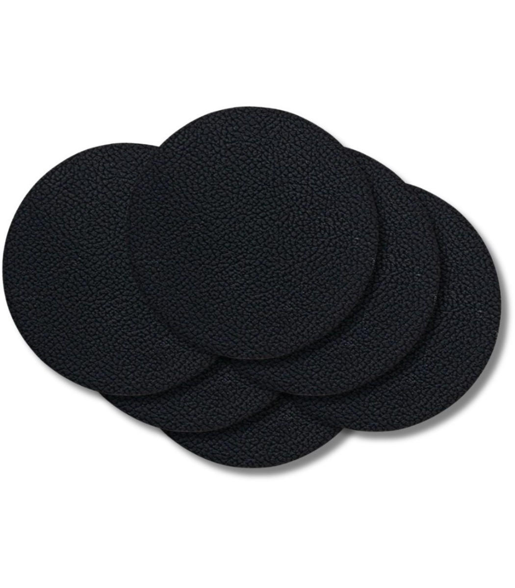 UNTERSETZER - Veganes Leder - Schwarz - ø 10 cm - 6 Stück - Schwarz, Kunststoff (2/10cm) - Cookinglife