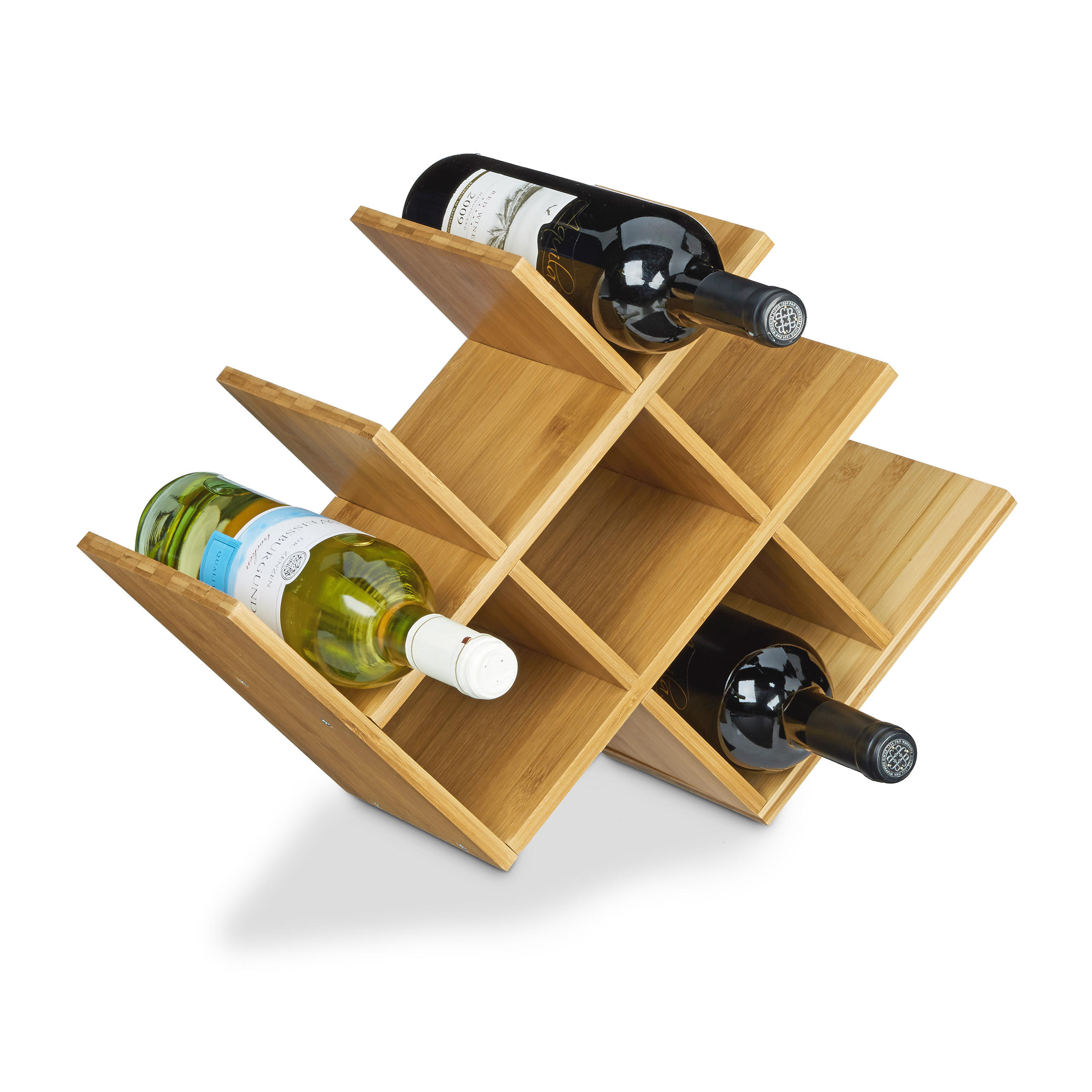 WEINREGAL - Hellbraun, Holz (47/31.5/16.5cm) - Relaxdays