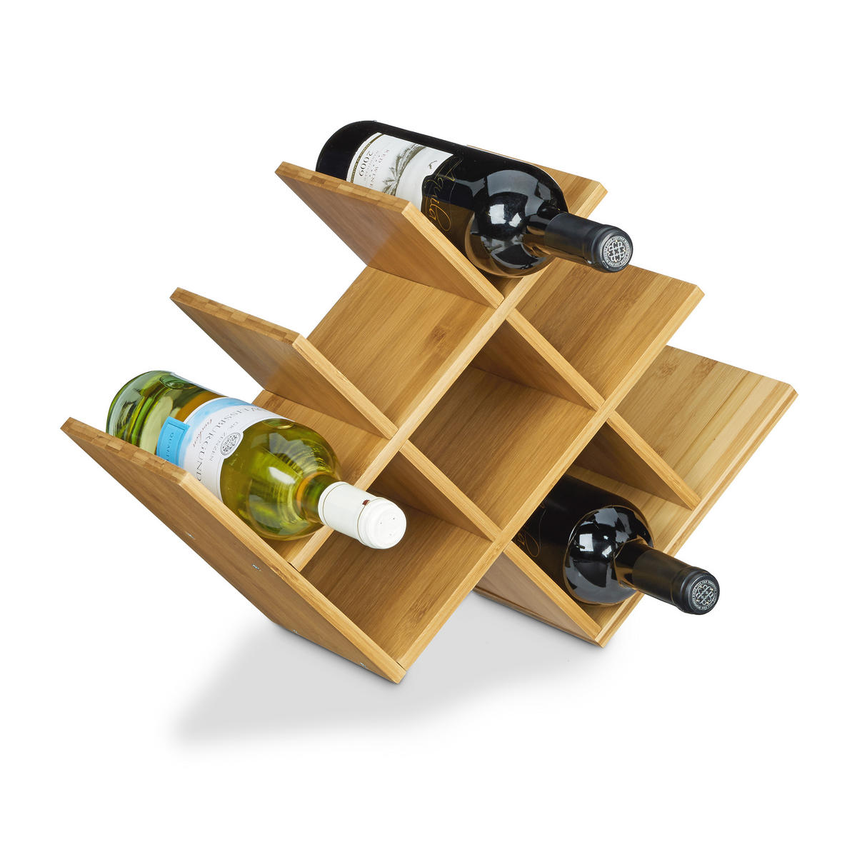 WEINREGAL - Hellbraun, Holz (47/31.5/16.5cm) - Relaxdays