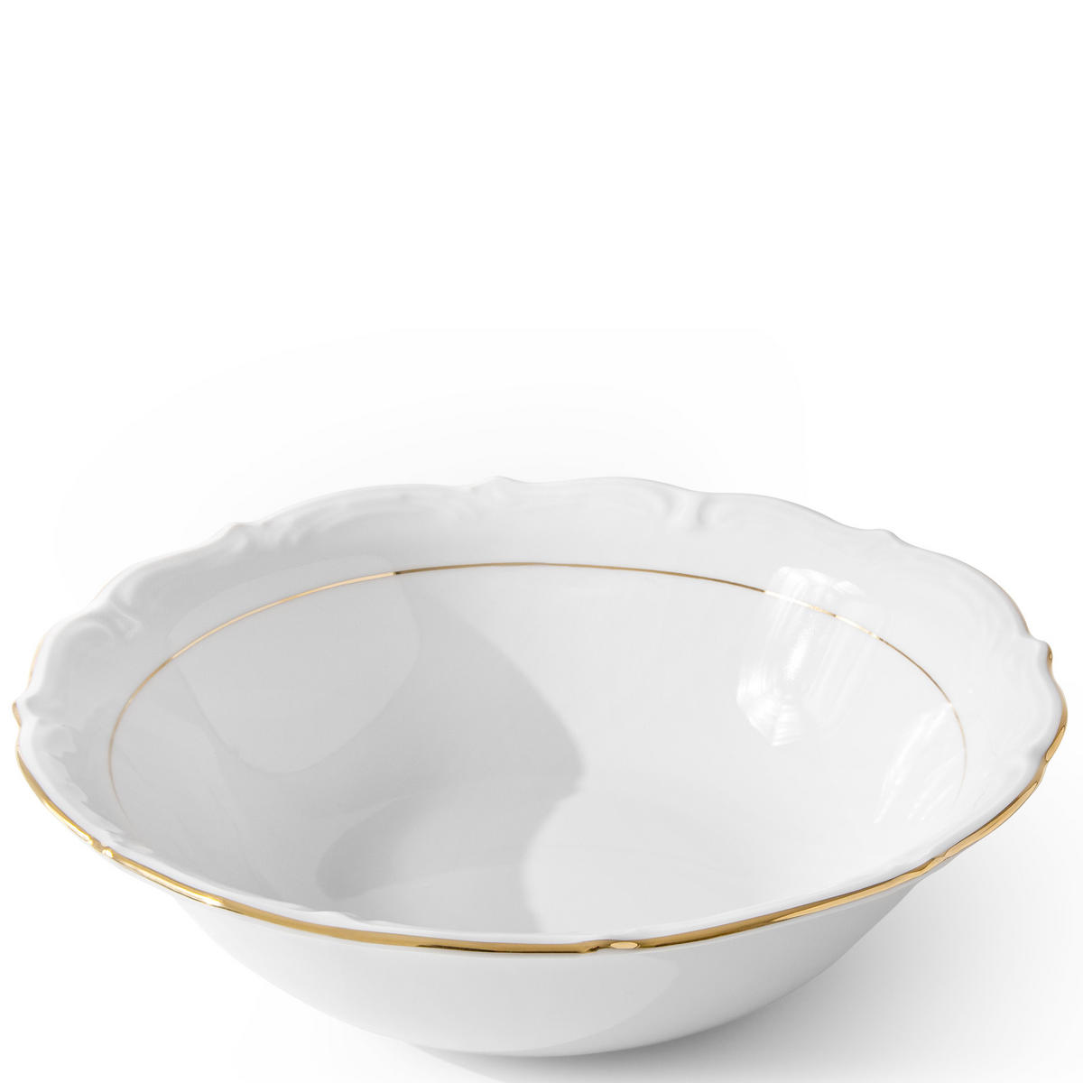 SALATSCHÜSSEL Chodziez MARIA TERESA Porzellan mit Goldrand, Weiß / Gold - Goldfarben/Weiß, Keramik (26cm) - KONSIMO®