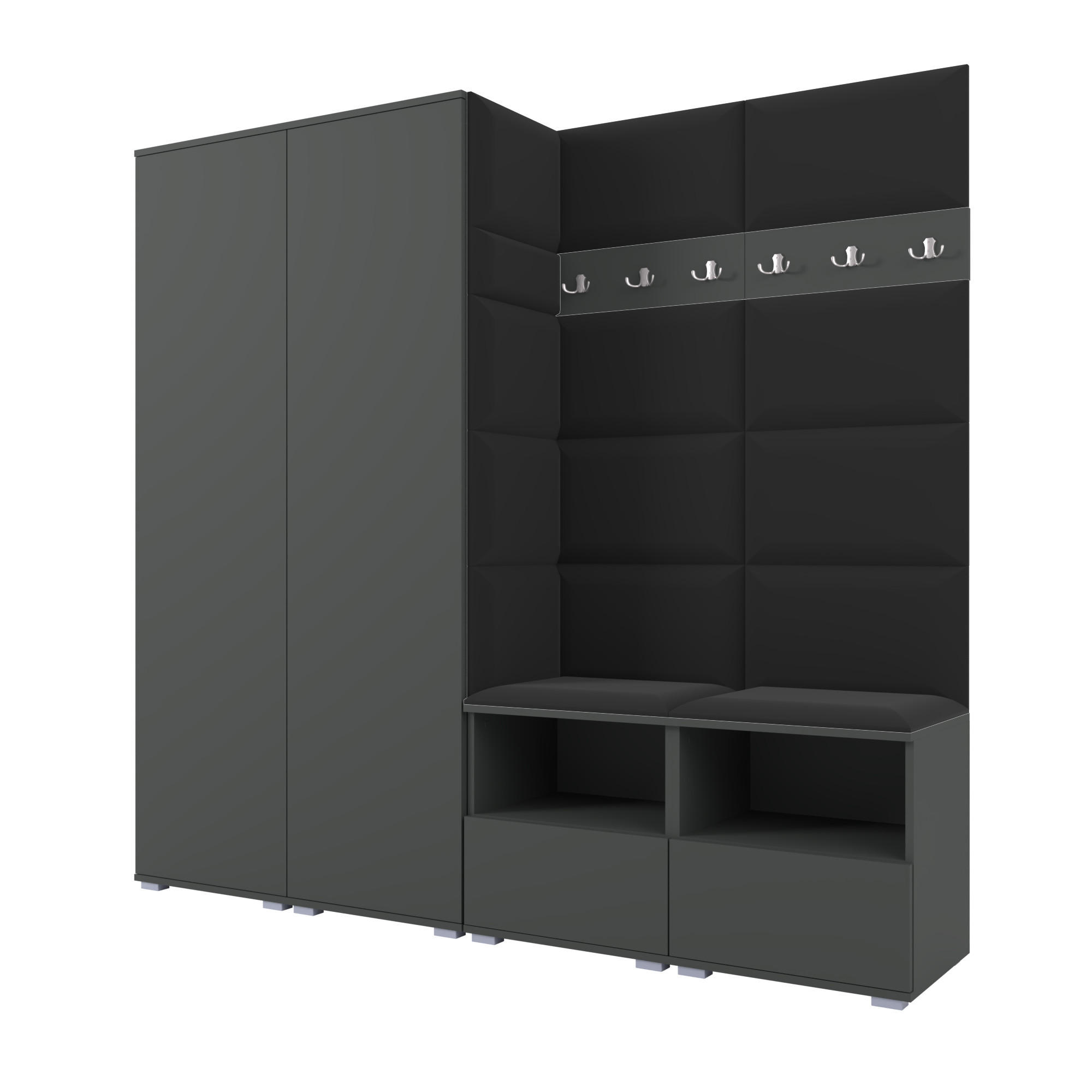 Ravio Garderobe Graphit, Schwarz 200x187x40 cm