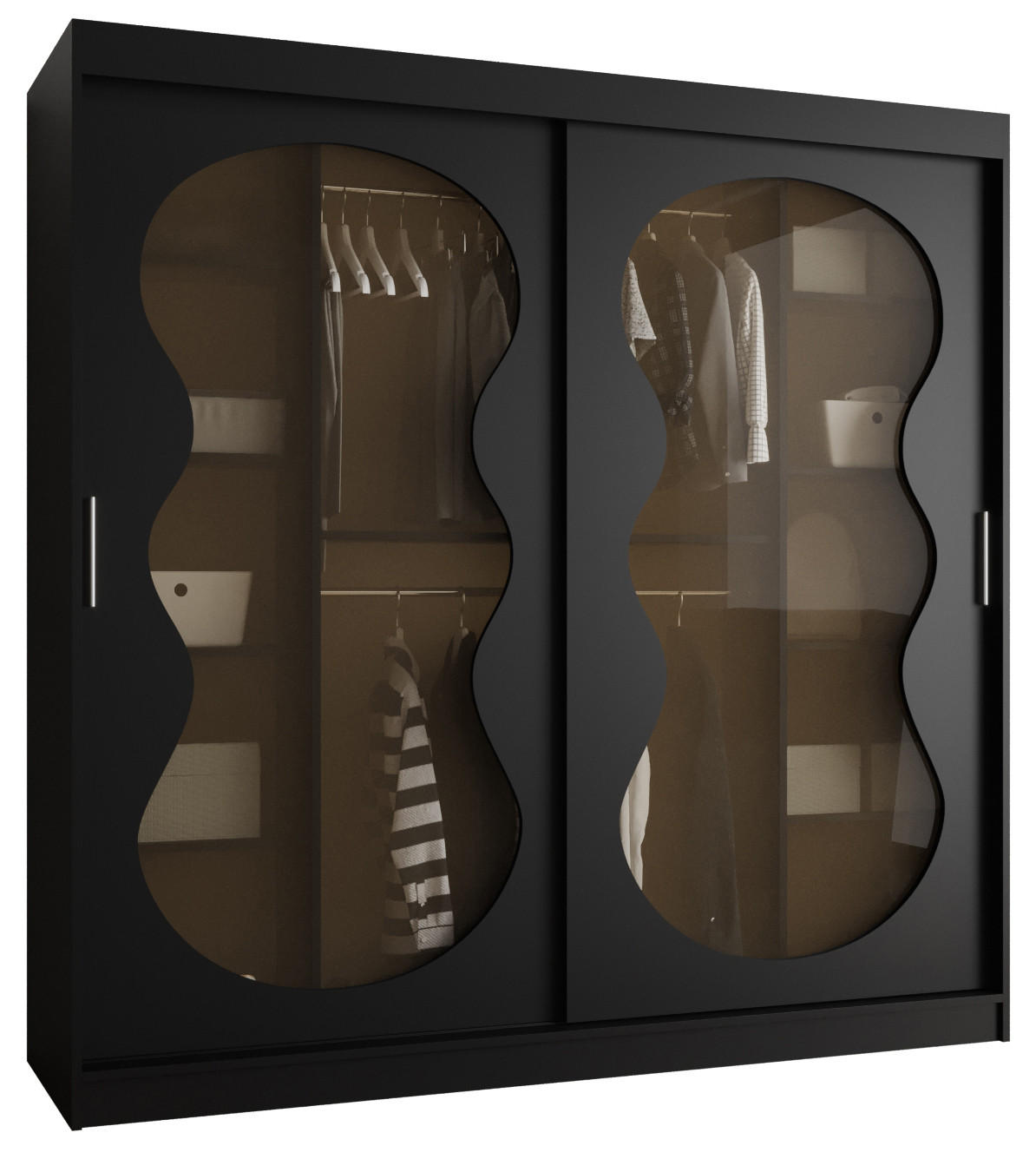 Abiks Möbel Schwebetürenschrank Schwarz 200x200x62 cm