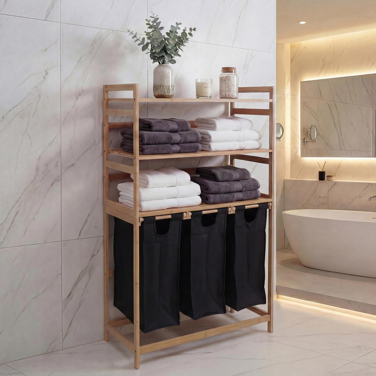 KOŠ NA PRÁDLO Hnedý, Čierny - hnedá/čierna, drevo (80/125/40cm) - MCW