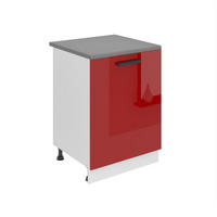 KÜCHENUNTERSCHRANK 60 cm SD mit Arbeitsplatte, 1 Tür, Rot Hochglanz - Rot/Grau, Holz (60/85/51.6cm) - B BELINI GROUP
