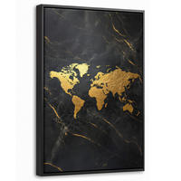 LEINWAND Bilder mit Rahmen - Weltkarte - Gold - Marmor - 20x30 - Goldfarben, Textil (20/30cm) - MuchoWow