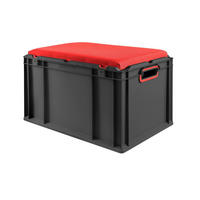 EUROBOX NextGen Seat Box Rot, HxBxT 36,5x40x60cm, 65 Liter, Griffe offen, Schwarz - Schwarz, Kunststoff (40/36.5/60cm) - PROREGAL