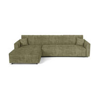 LINKSECK-SCHLAFSOFA mit Stauraum Cord Olivgrün 297cm - Olivgrün/Grün, Textil (297/167cm) - Premium Interiors