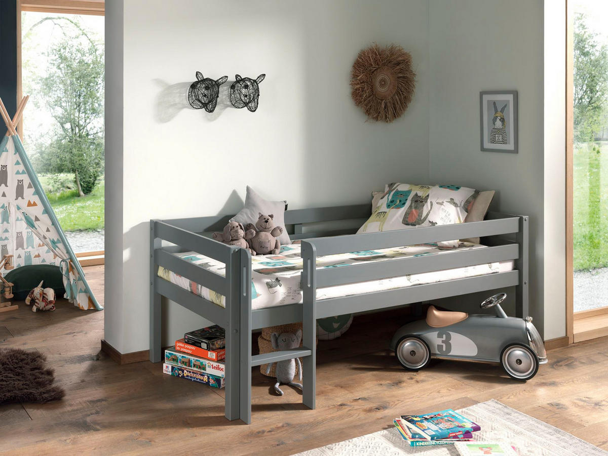 KOJENBETT Karolina 208x83x105 aus Massivholz in Grau - Hellgrau, Holz (90/200cm) - 58aufmkessel
