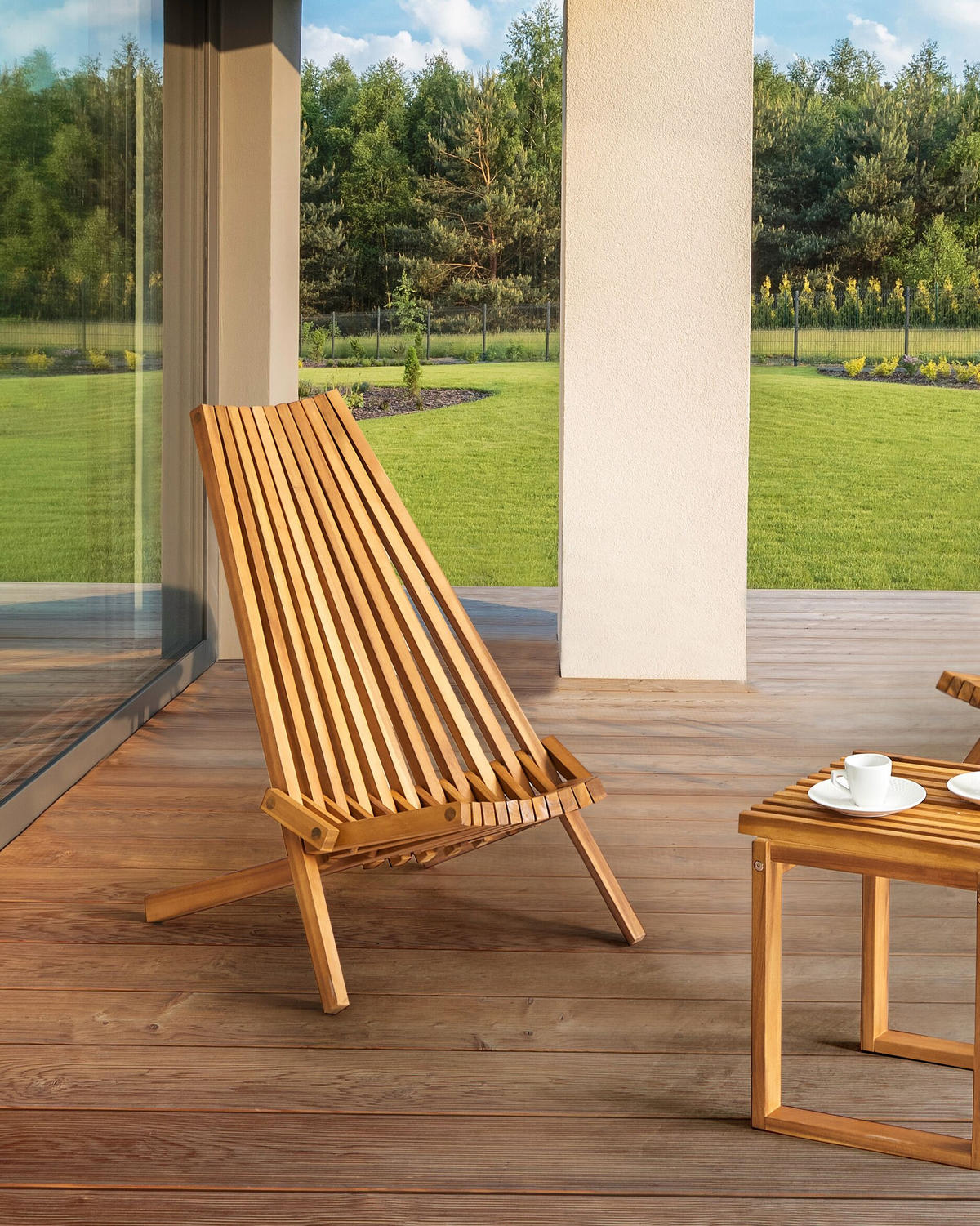 GARTENSTUHL 2er-Set Holz Heller Holzfarbton Bellano - Hellbraun, Holz (88/83/57cm) - Beliani
