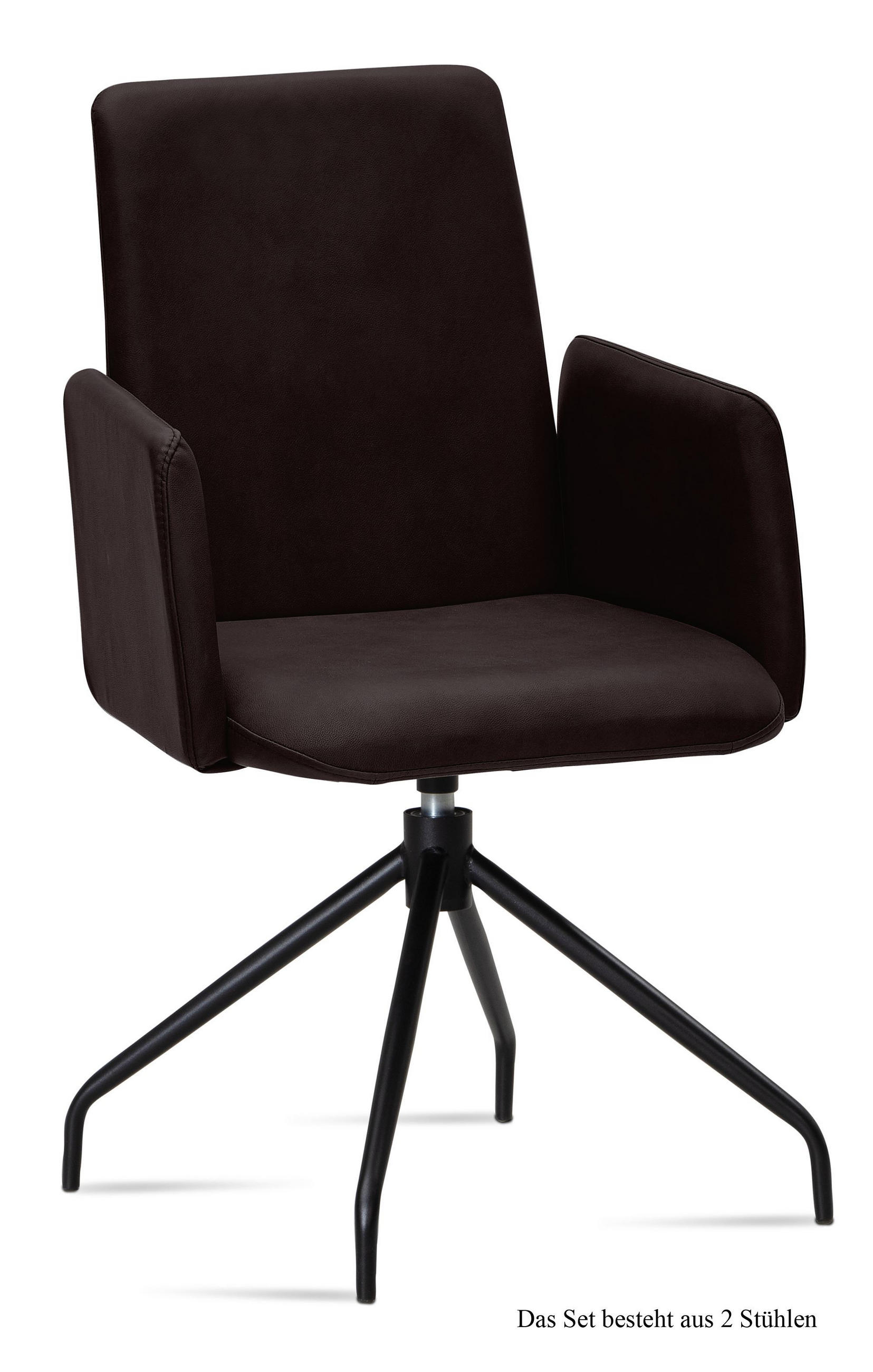 ARMLEHNSTUHL drehbar (2er-Set) Djanna 52x92x60 Schwarz/Espresso - Dunkelbraun/Schwarz, Kunststoff (60/92/52cm) - 58aufmkessel