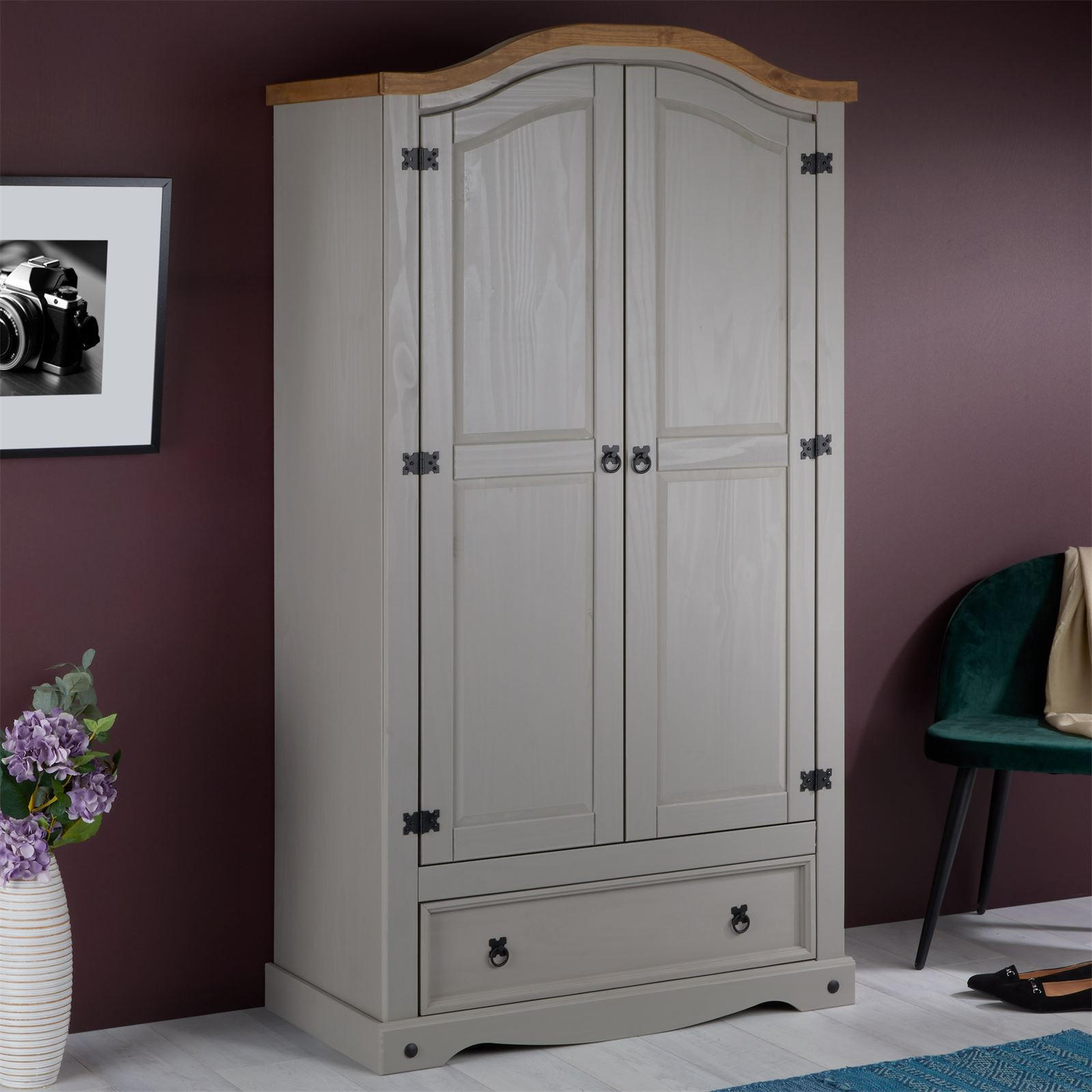 KLEIDERSCHRANK RAMON - Naturfarben/Grau, Holz (100/179/51cm) - CARO-Möbel