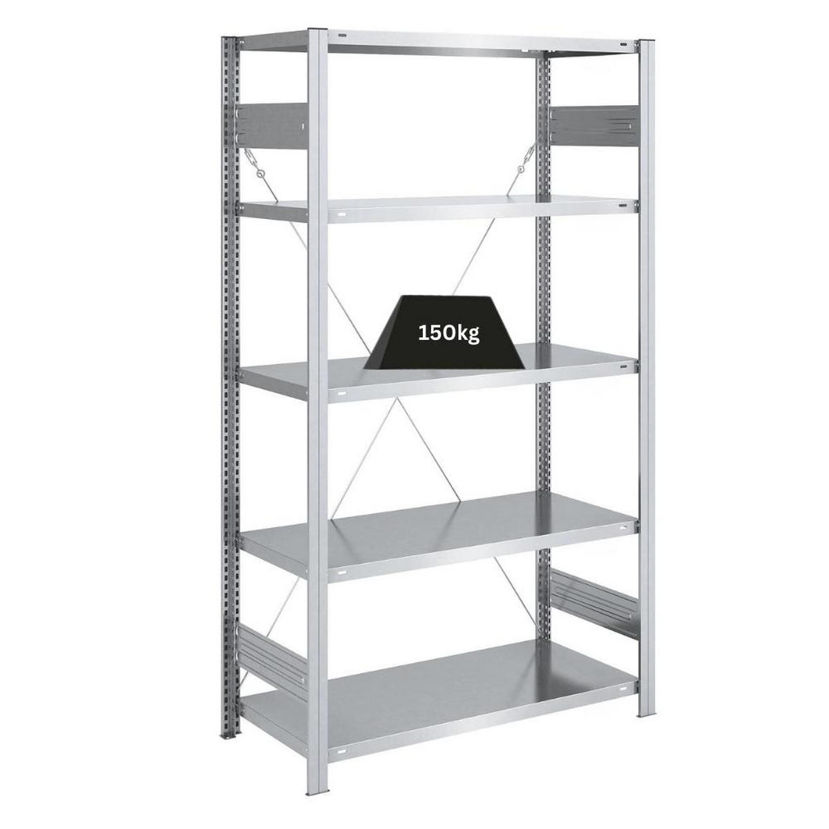 SCHWERLASTREGAL Silver Mamba 200x100x50cm 5 Ebenen je 150kg Fachlast Verzinkt - Silberfarben, Metall (100/200/50cm) - PROREGAL