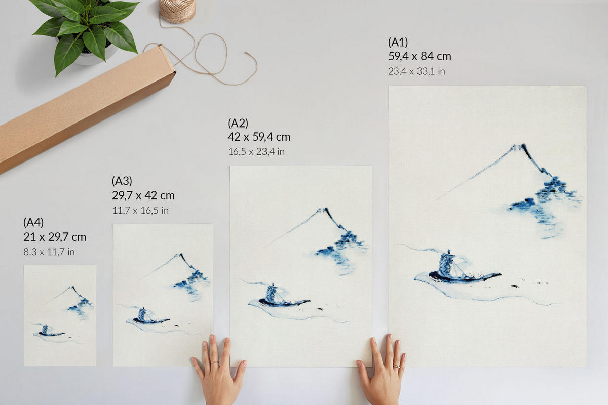 POSTER - 21x29 cm - Hokusai - Mann in einem Boot - Weiß, Textil (21/29.7/0.1cm) - TULUP