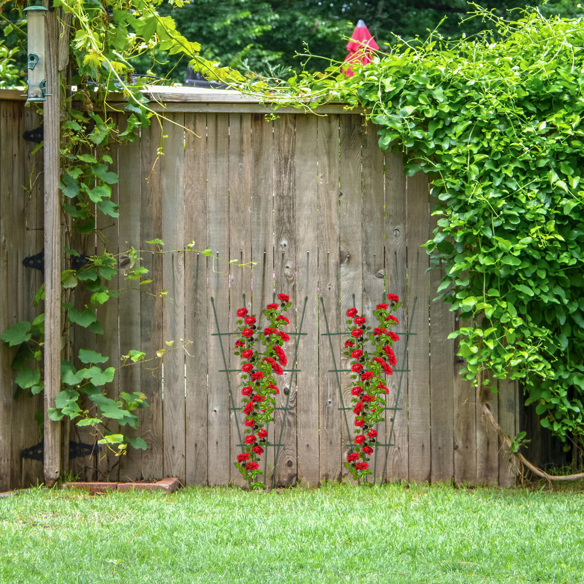 2xRANKGITTER - Dunkelgrün, Kunststoff/Metall (59/122/1.5cm) - Relaxdays