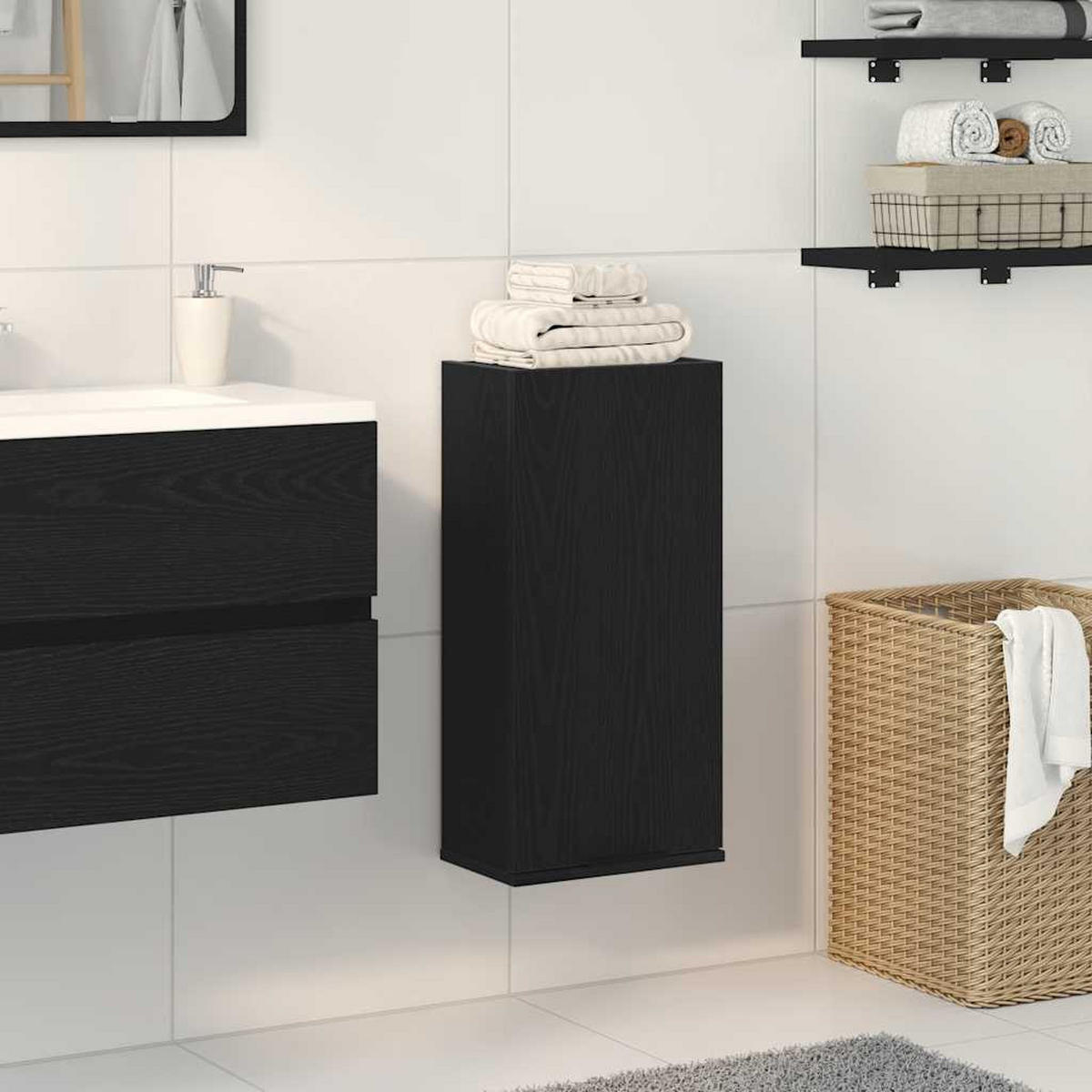 WANDSCHRANK Schwarze Eiche 32/20/67 Cm Holzwerkstoff - Schwarz, Holzwerkstoff (20/67/32cm) - vidaXL