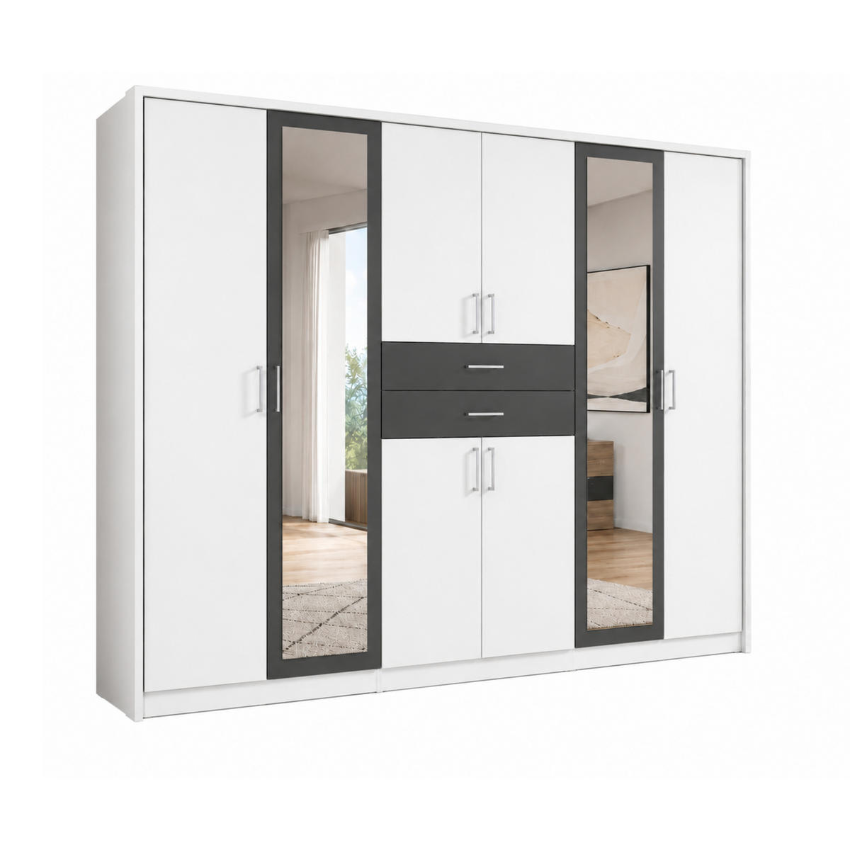 PASSEPARTOUTRAHMEN zum Kleiderschrank 22594&22595, B273/H211/T58 cm, Abschlussrahmen in Weiß / 22594-01 - Weiß, Holzwerkstoff (273/211/12cm) - luma-home