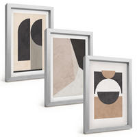 BILDER SET 3er Set - 20x30 cm Silberner Rahmen - Abstrakte Formen beige braun - Silberfarben, Kunststoff (20/30cm) - TULUP