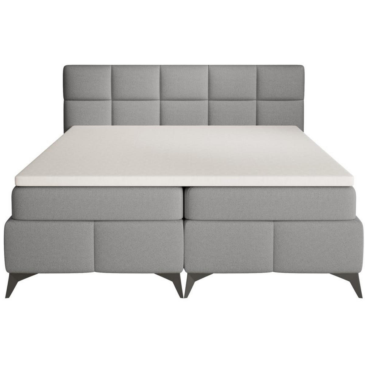 BOXBETT Solido mit Bettkasten 180x200 cm grau - Schwarz/Grau, Textil/Metall (180/200cm) - Beautysofa