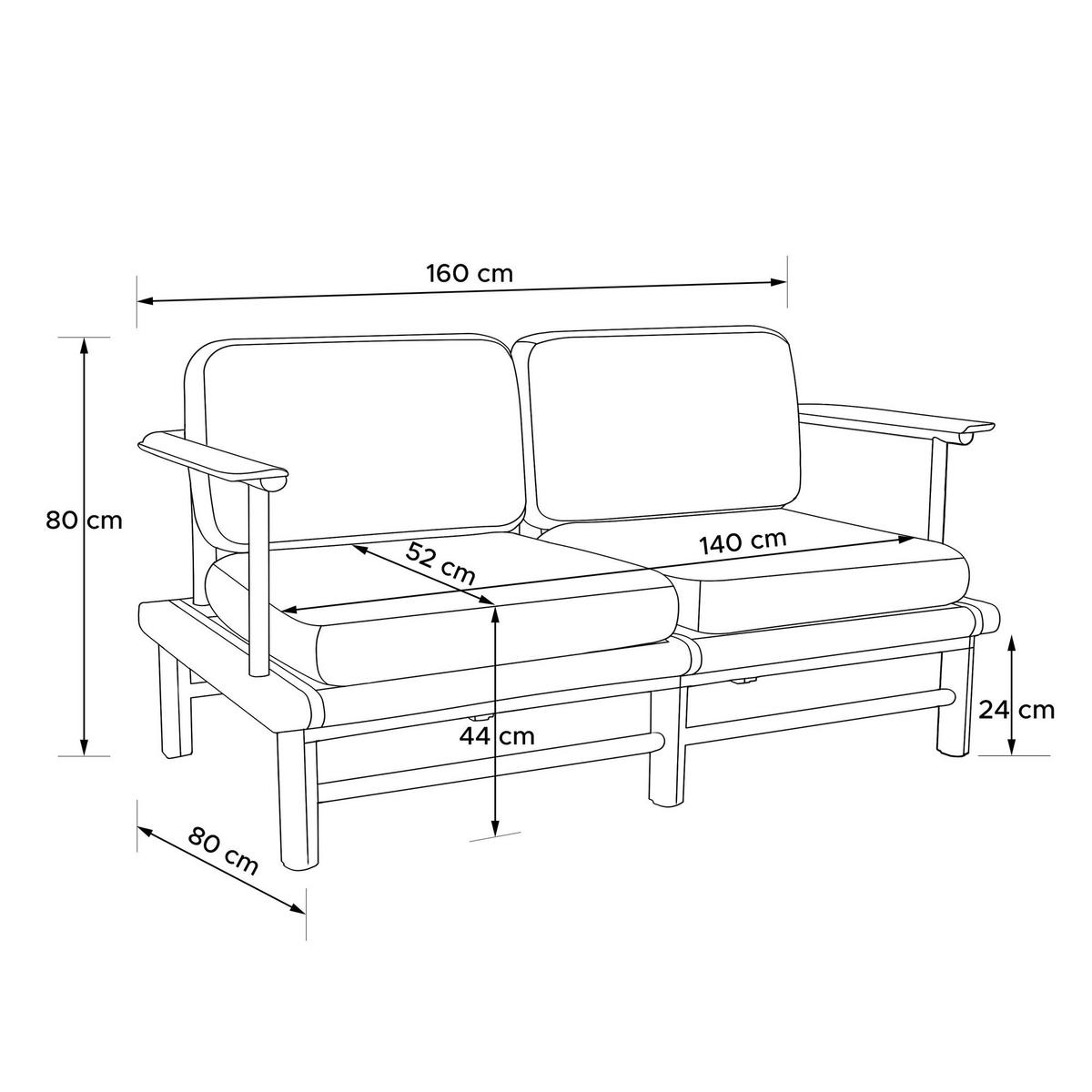 GARTENSOFA ATREDA 2-Sitzer - Creme, Holz/Textil (160/74/80cm) - KONSIMO®