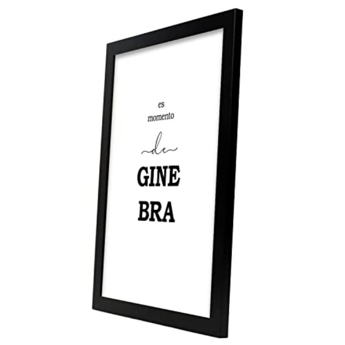 POSTER Set mit 4 Gin TypografieStil A3 Schwarzer Rahmen - Schwarz, Papier (29.7/3cm) - Nacnic