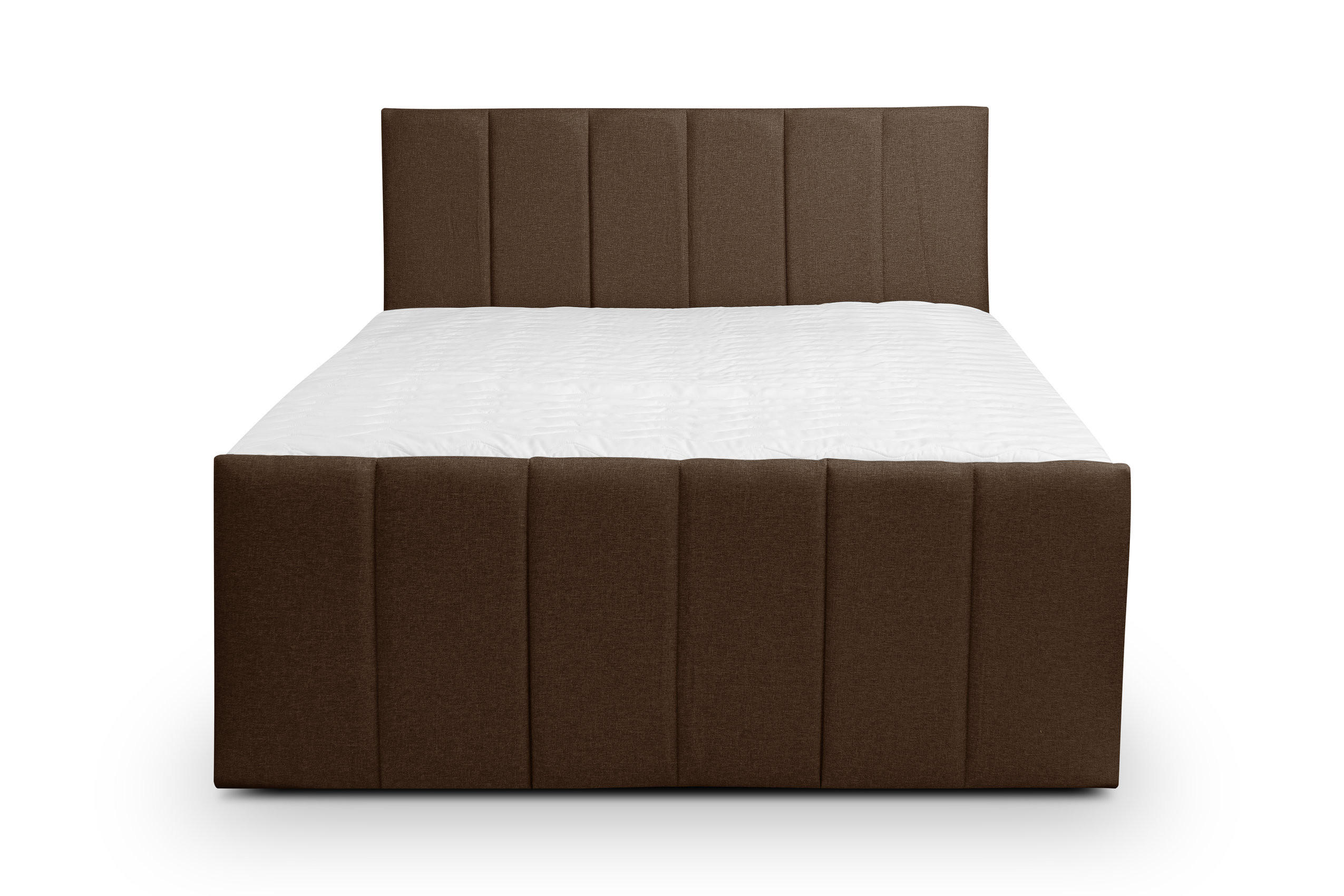 BOXBETT CLAUDINE mit 2 Bettkästen, 180x200, Farbe: Braun, Velourstoff, mit Bonell-Matratze inkl. Topper - Braun, Holz/Kunststoff (180/200cm) - VENASI MÖBEL