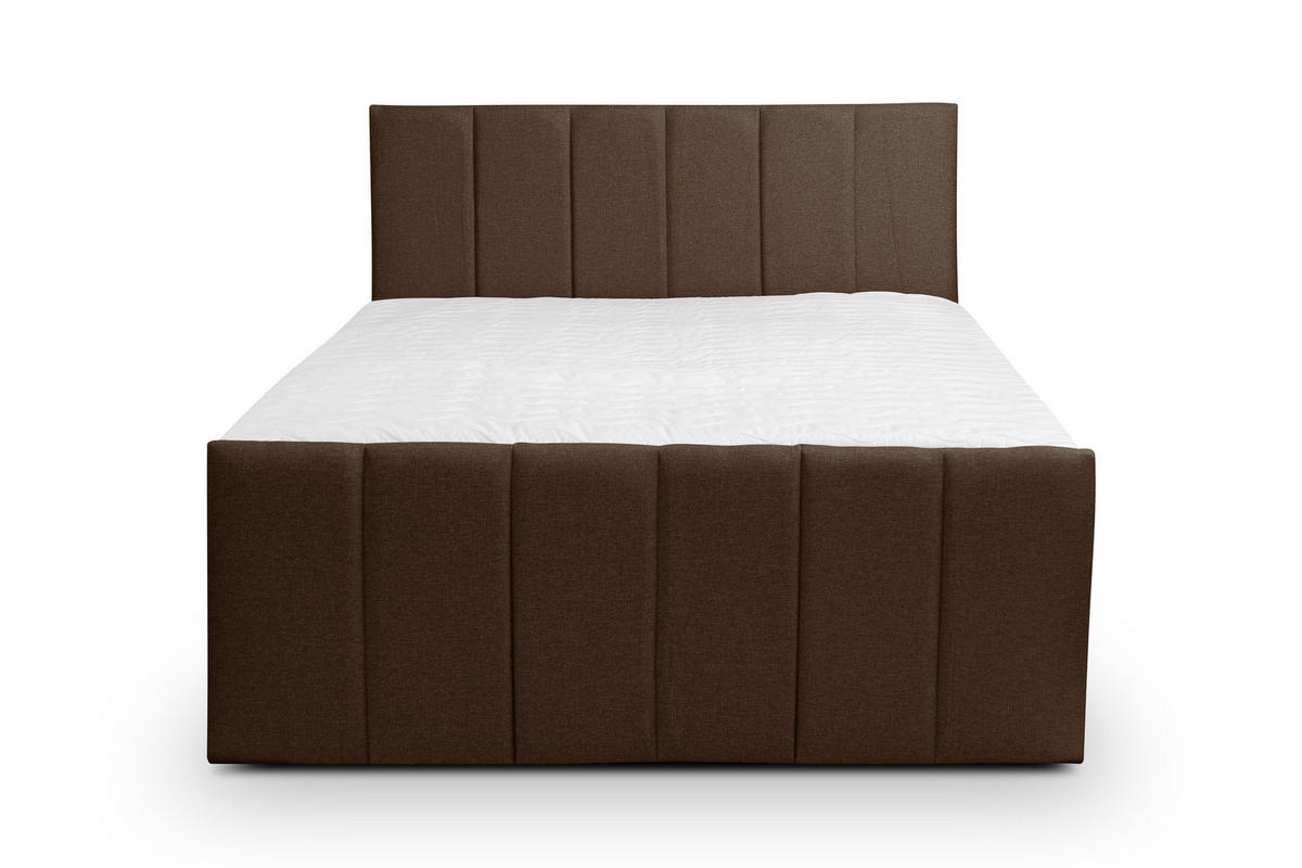 BOXBETT CLAUDINE mit 2 Bettkästen, 160x200, Farbe: Braun, Velourstoff, mit Bonell-Matratze inkl. Topper - Braun, Holz/Kunststoff (160/200cm) - VENASI MÖBEL