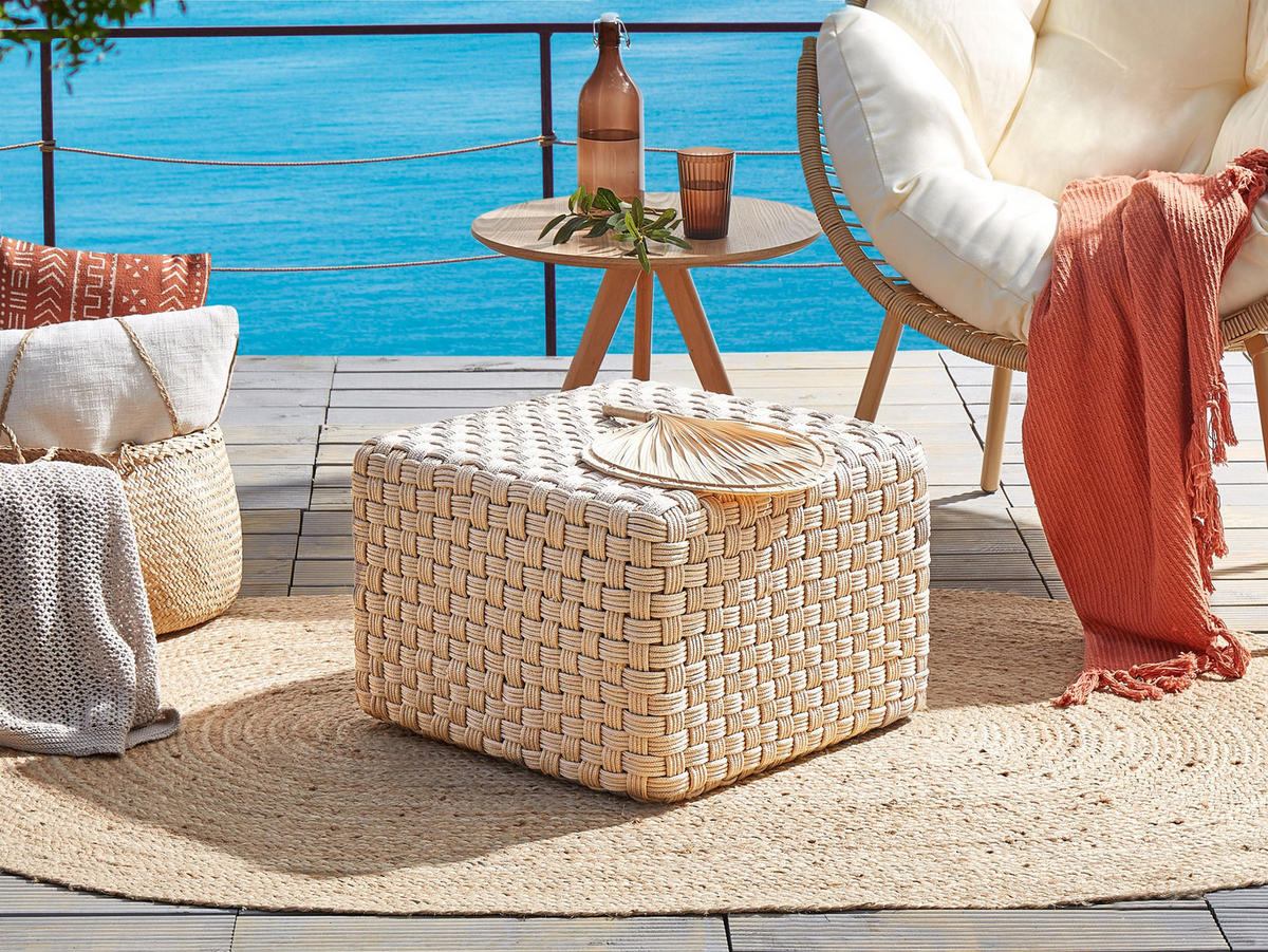 POUF Hellbeige Nalli - Beige, Kunststoff (50/35/50cm) - Beliani