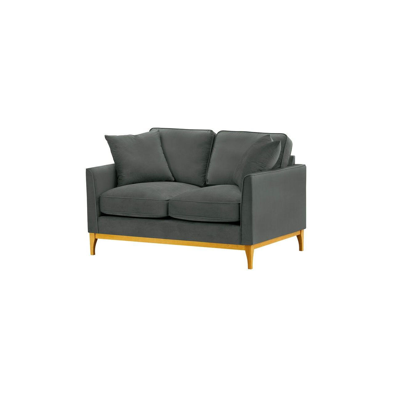 ZWEISITZER-SOFA Linara-Velluto 19 - Dunkelgrau, Holz/Textil (141/91/95cm)
