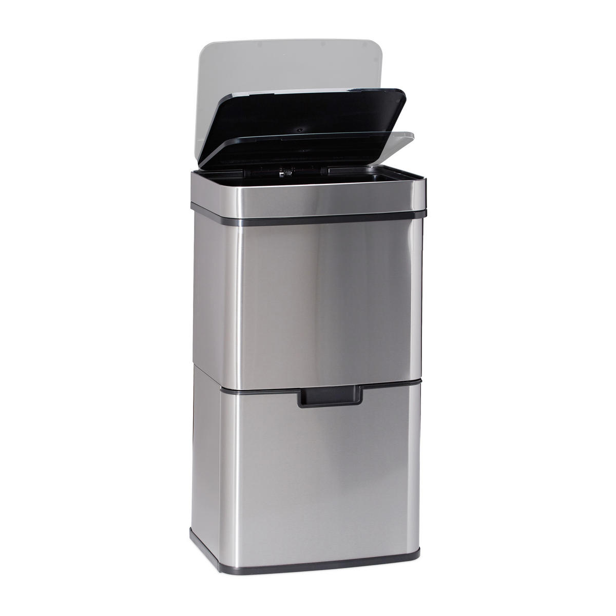 MÜLLTRENNSYSTEM - Silberfarben, Kunststoff/Metall (42/74.5/31.5cm) - Relaxdays