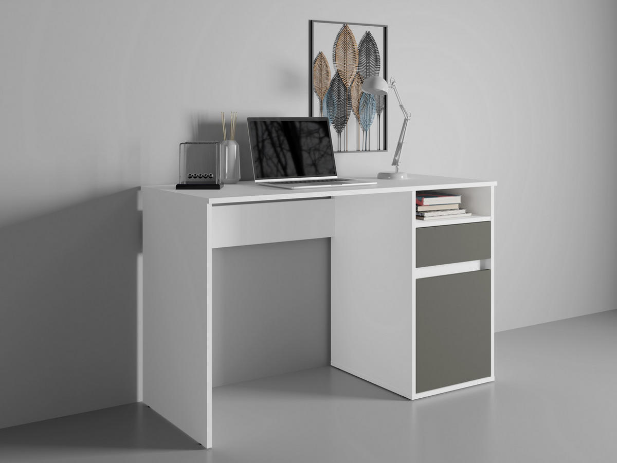 SCHREIBTISCH REGIS 120x53x75,5 cm Bürotisch Computertisch, Weiß - Weiß, Holzwerkstoff (53/120/75.5cm) - MASSENO