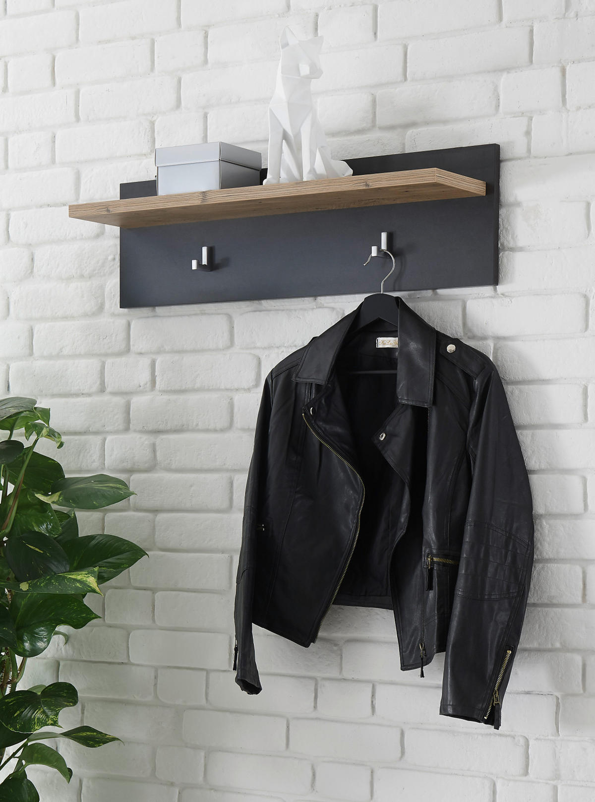 GARDEROBENPANEEL Kastanie und grau Fresco , Flur Wandgarderobe, 80 x 23 cm - Kastanienfarben/Grau, Holzwerkstoff (80/23/18cm) - Furn.Design