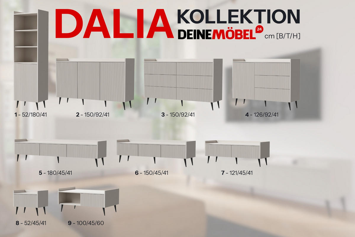 KOMMODE DALIA 03 150 / 92 / 41 cm in Kaschmir - Kaschmir, Holzwerkstoff (150/92/41cm) - Deine Möbel 24