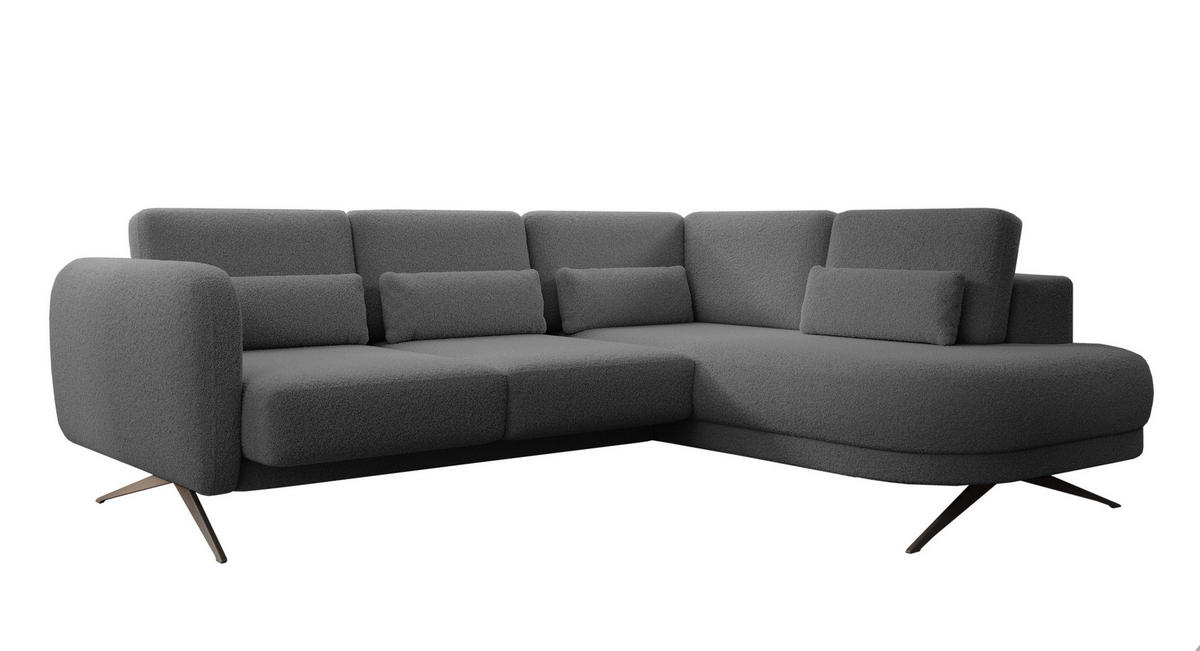 ECKSOFA ILUSIO L 250x205cm, Schlaffunktion, Dunkelgrau, Rechts - Dunkelgrau, Holz/Textil (248/205cm) - DomoHome