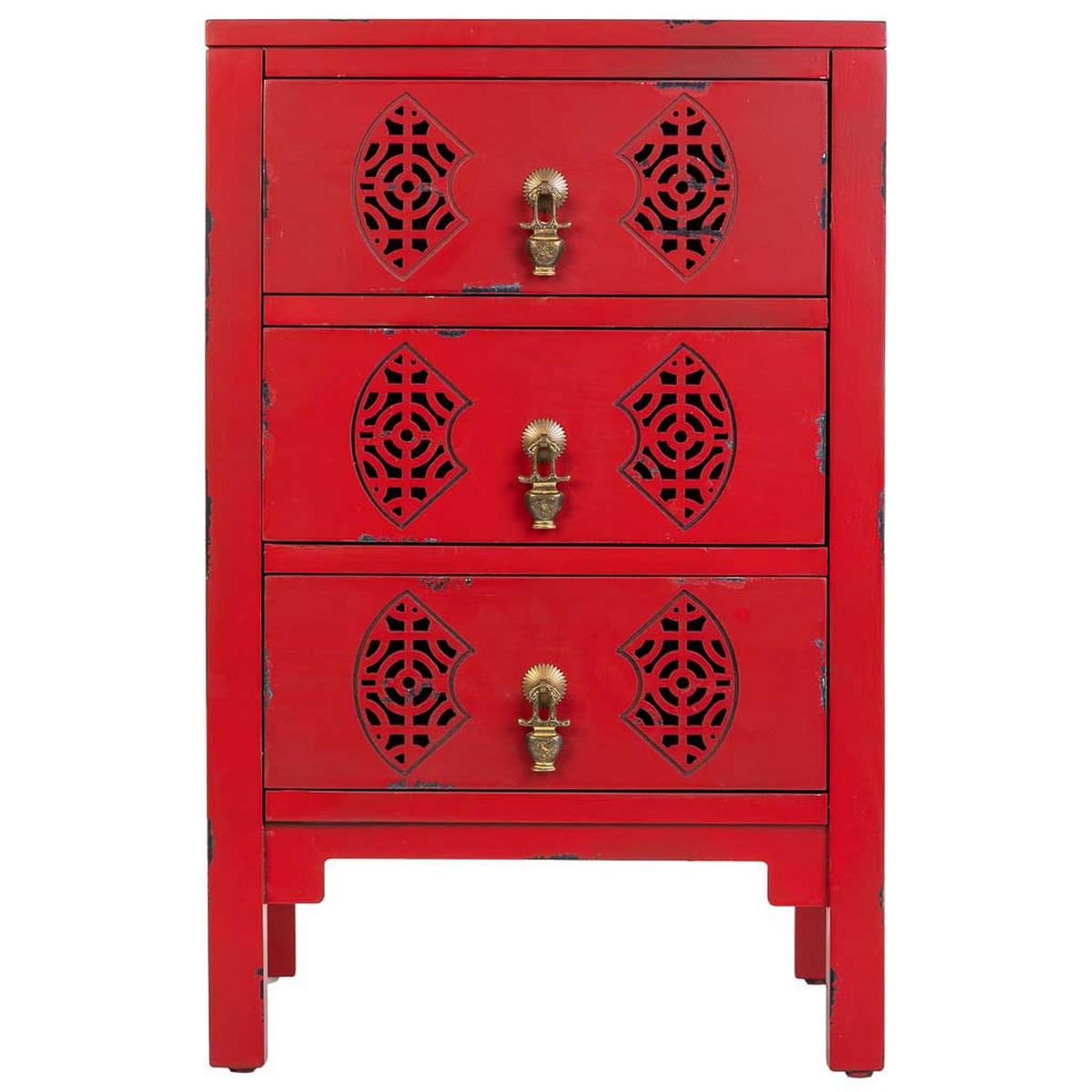 NACHTTISCH aus Holz, rot, 45x36x70cm - Rot, Holz (45/70/36cm) - Wanderlust