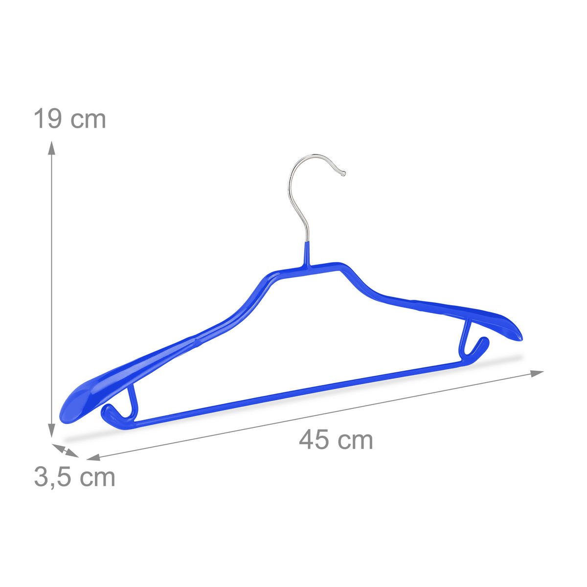 10XVEŠIAKY na oblek - modrá, kov/plast (45/19/3.5cm) - Relaxdays
