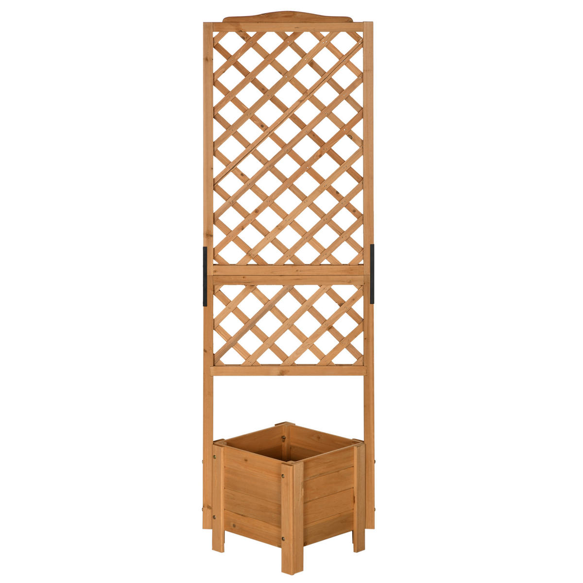 HOCHBEET DE-12117 mit Rankgitter quadratisch 54,5/52/180 cm Natur - Braun, Holz (54.5/180/52cm) - ComfortXL