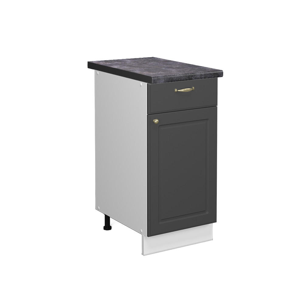 KÜCHENUNTERSCHRANK Fame-Line Anthrazit-Gold 40 cm, AP Anthrazit - Anthrazit/Weiß, Holzwerkstoff (40/82/60cm) - Vicco