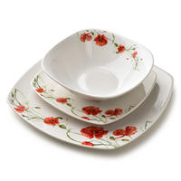 GESCHIRR-SET Lea 18-tlg Dunkelrot 30/30/20cm Porzellan - Dunkelrot, Keramik (30/20/30cm) - Mondex