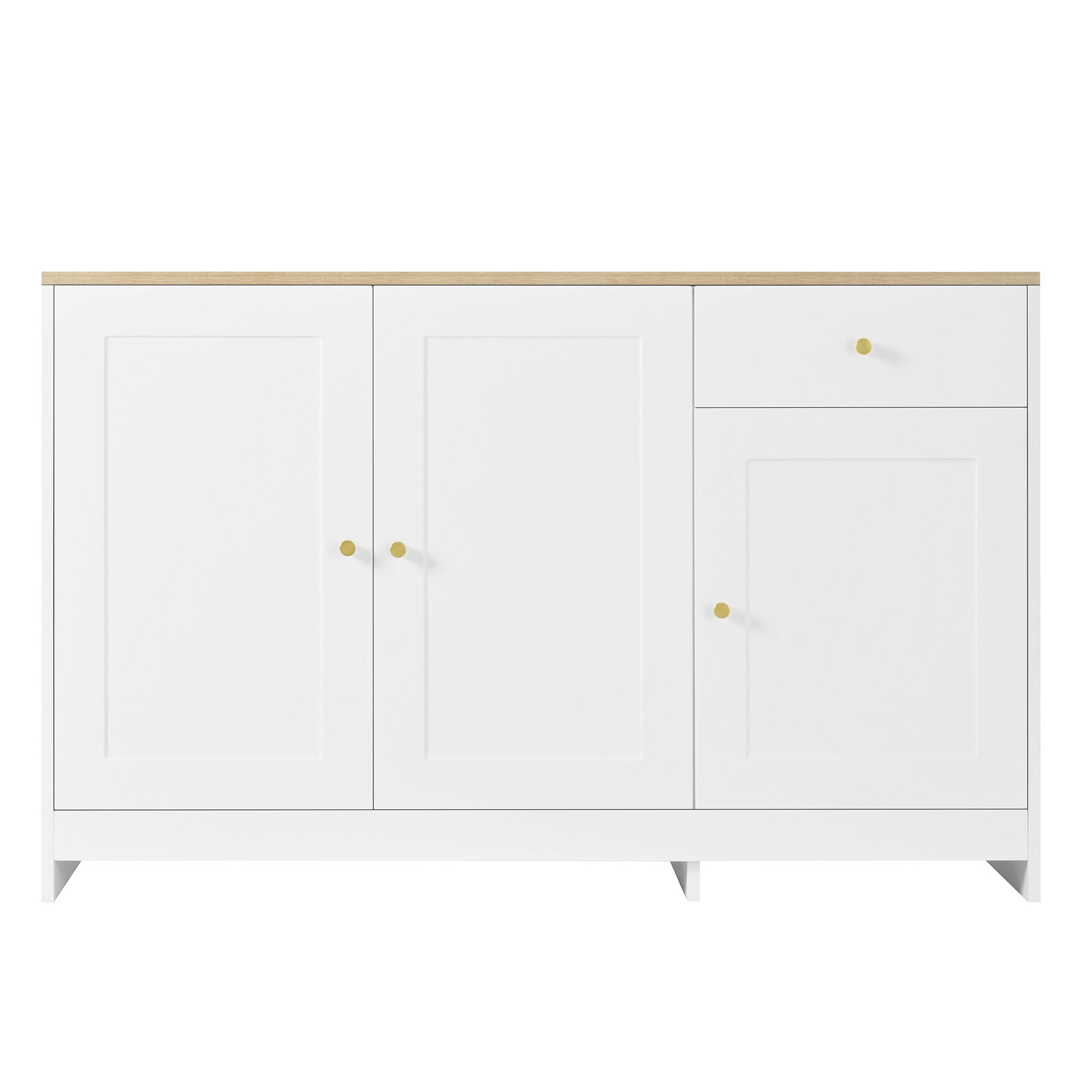 KOMODA MDF v bílé a přírodní barvě, 3 dvířka, 1 zásuvka a nastavitelné police - bílá, kompozitní dřevo (120/75/40cm) - Urban Meuble