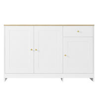 KOMODA MDF v bílé a přírodní barvě, 3 dvířka, 1 zásuvka a nastavitelné police - bílá, kompozitní dřevo (120/75/40cm) - Urban Meuble