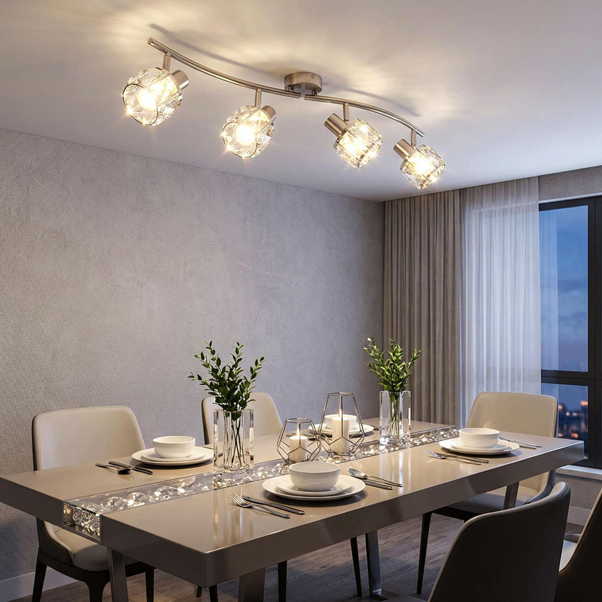 DECKENLEUCHTE Metall Silber Kristall - Silberfarben, Metall (70/31.5/18cm) - Globo Lighting