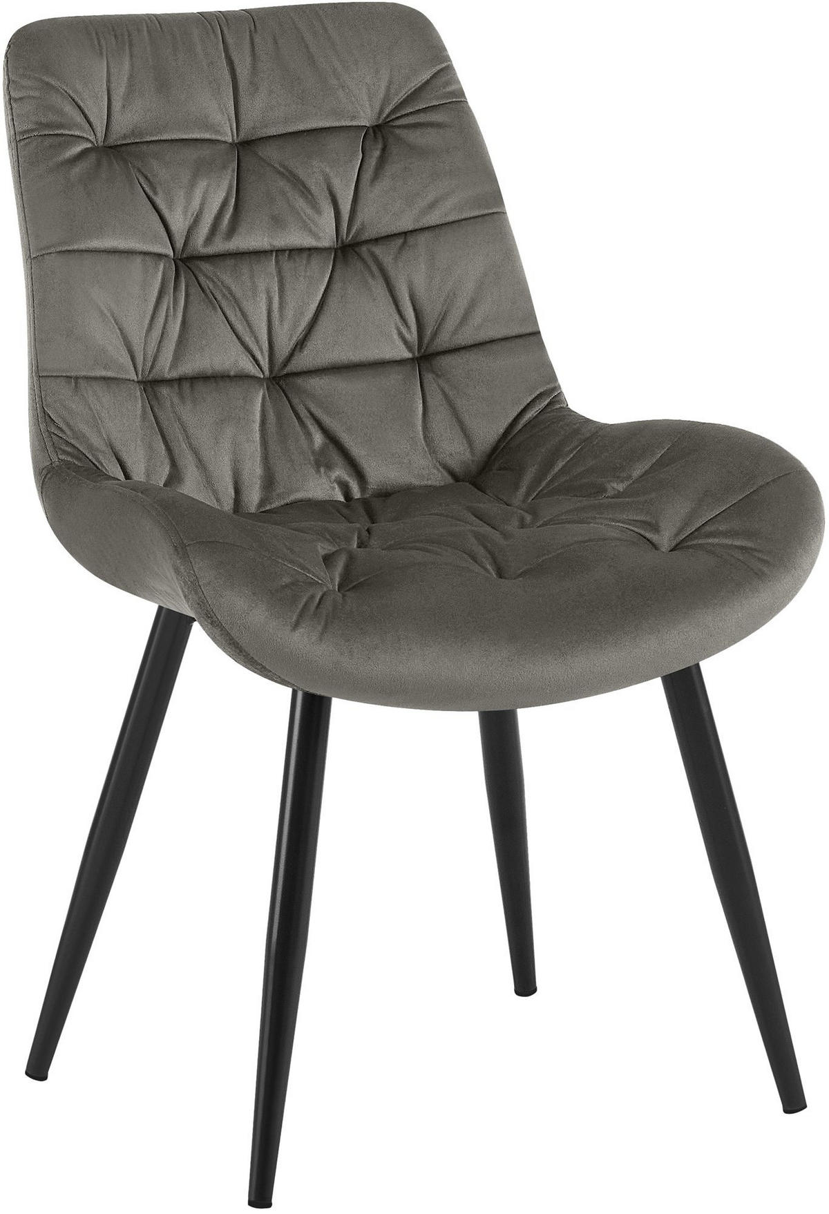 ESSZIMMERSTUHL Samt Anthrazit - Anthrazit/Schwarz, Textil/Metall (56/85/63cm) - CLP