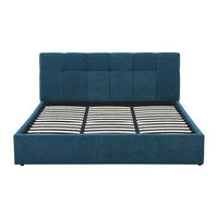 BETT mit Bettkasten - 2 Personen - Stoff - Blaugrün - - Grün, Textil (180/200cm) - Vente-Unique