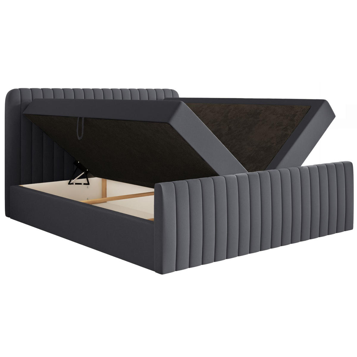 BOXBETT Saliano mit Topper und Chenille-Bezug Graphit, 140x200 cm - Graphitfarben, Kunststoff/Textil (140/200cm) - Selsey