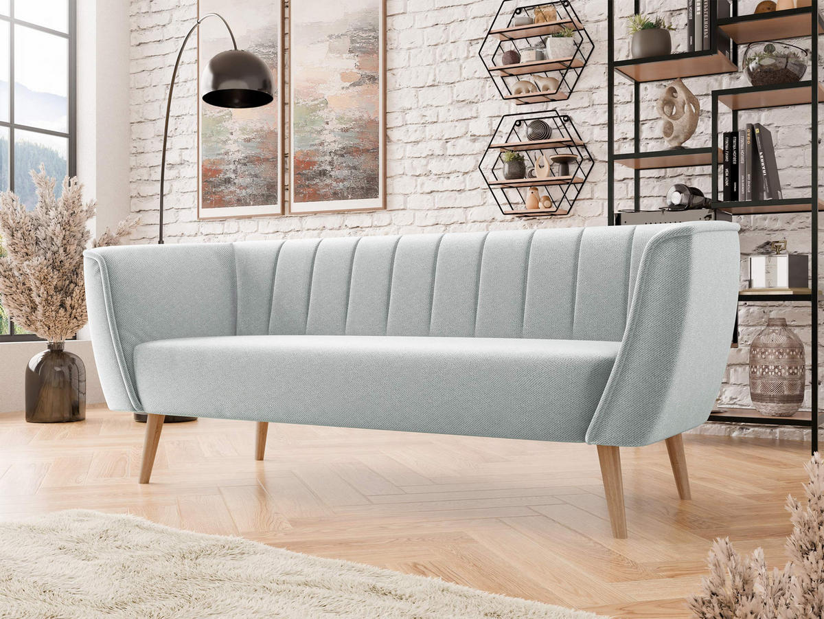 SOFA Pas 3 - Hellgrau/Naturfarben, Holz/Textil (182/75/74cm) - MIRJAN24