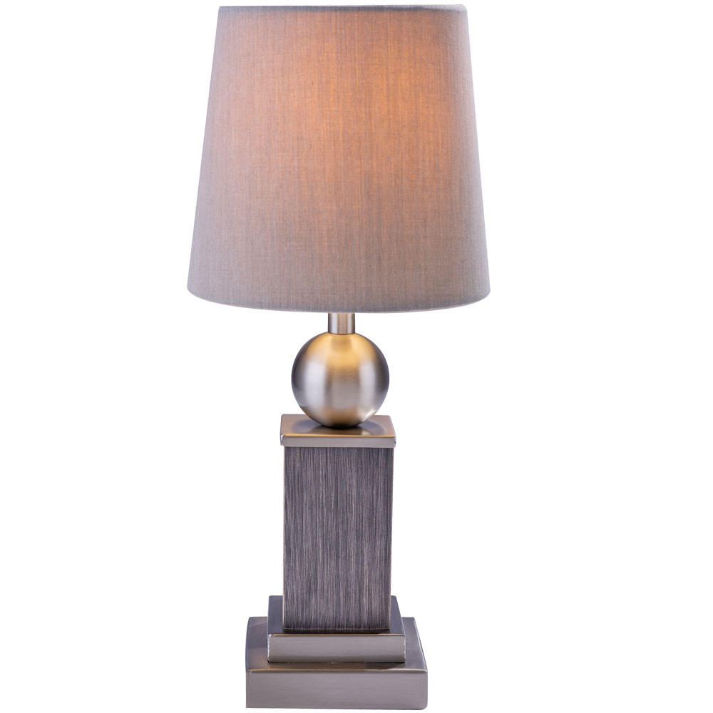 LED TISCHLEUCHTE Rollo Holz Grau - Grau, Holz (15/15/34cm)