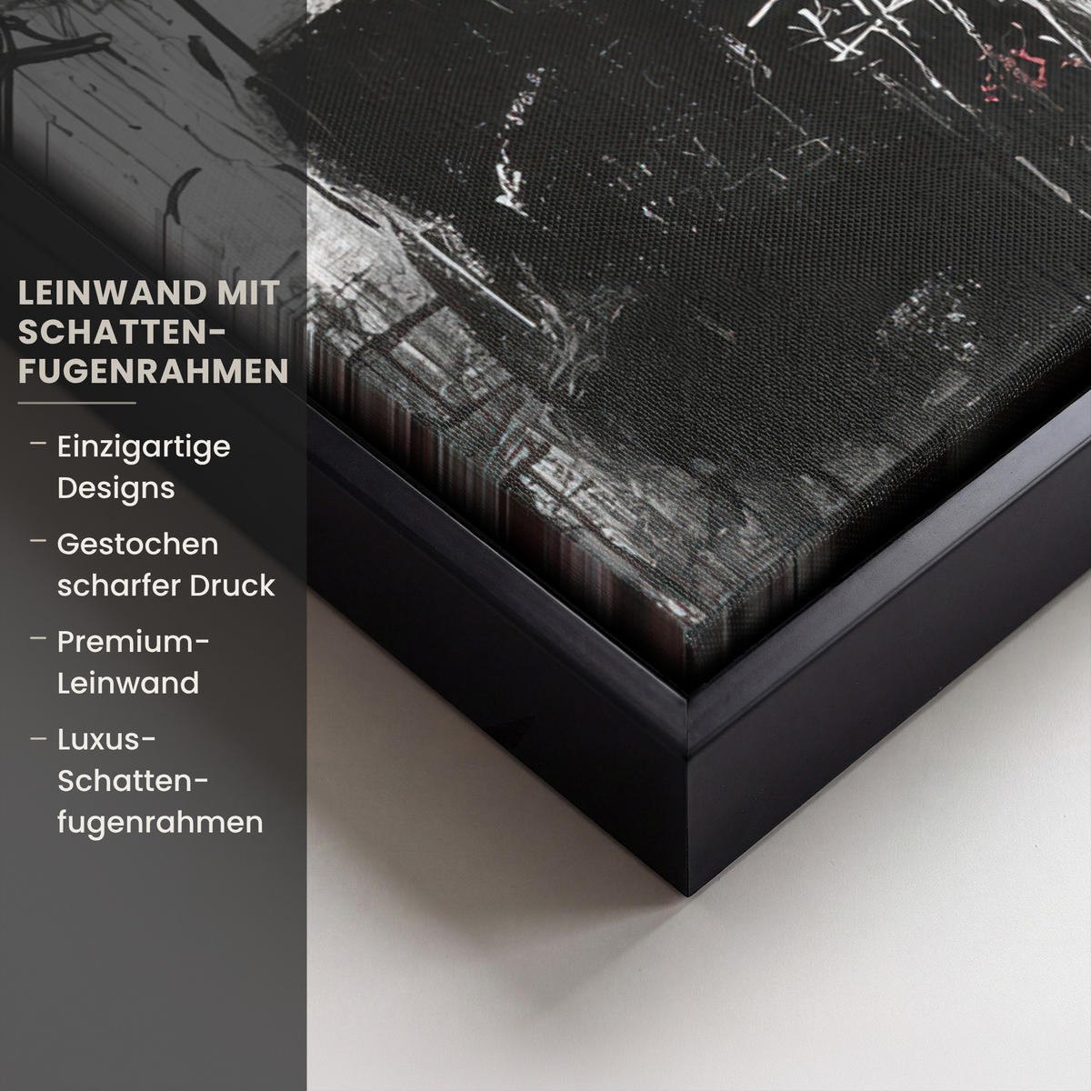 LEINWAND Bilder mit Rahmen - Malerei - Figuren - Schwarz - Abstrakt - 50x70 - Schwarz, Textil (50/70cm) - MuchoWow