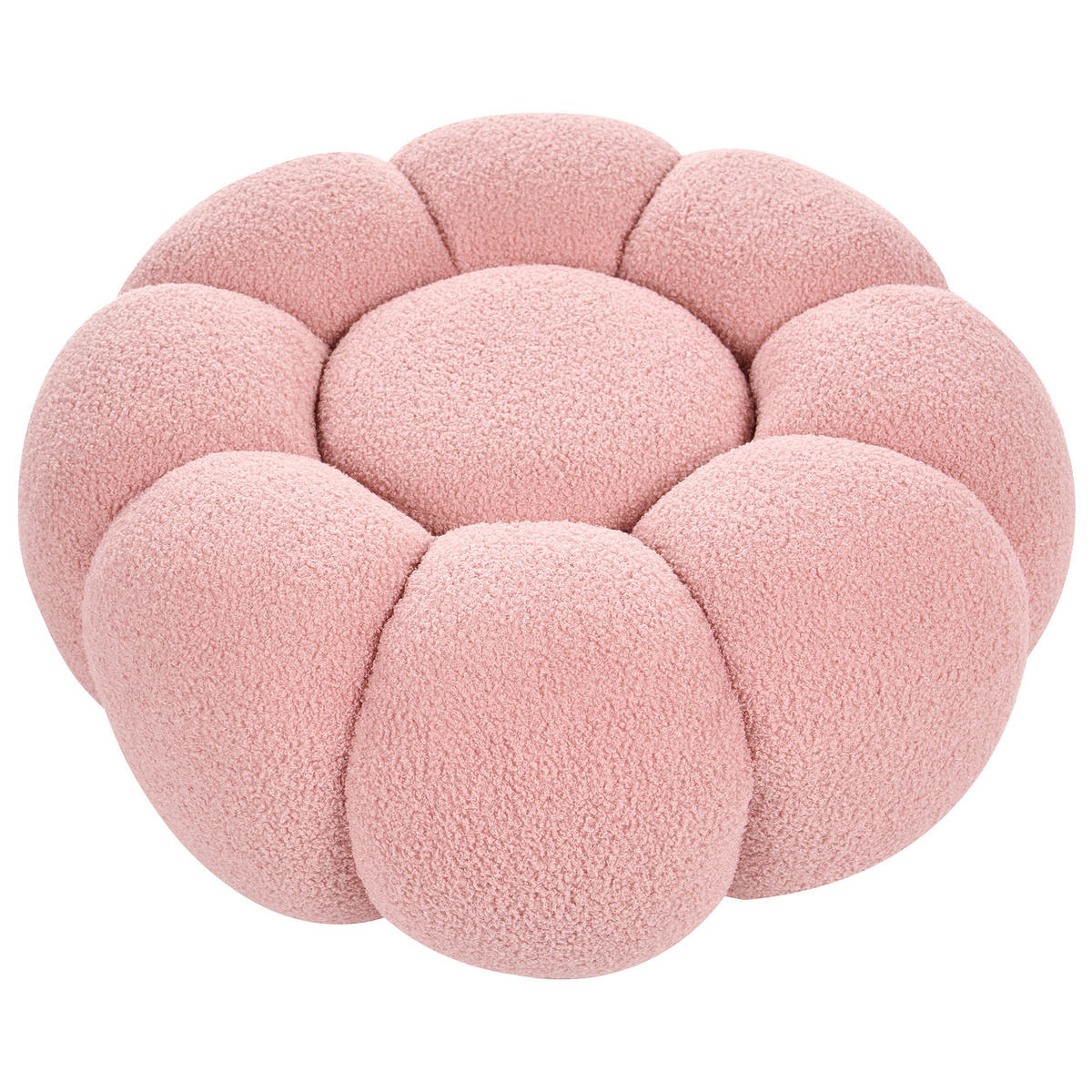 POUF bouclé roz Beaufort - roz aprins, material textil (60/27/60cm) - Beliani